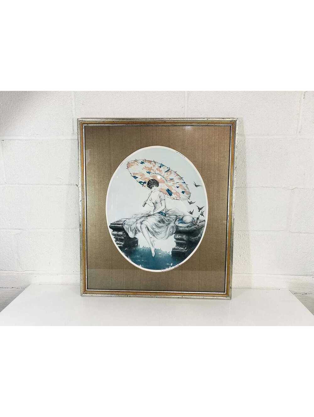 Louis Icart Etching Parasol 1928 Paris Print Art Deco Artwork Nouveau Repro